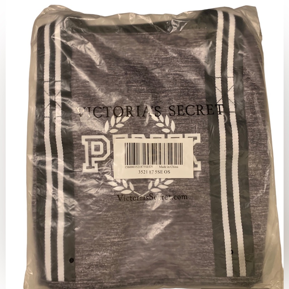 PINK Victoria’s Secret Gym Bag Duffle Bag DARK GRAY MARL Laurel Wreath PINK Logo - Picture 5 of 6
